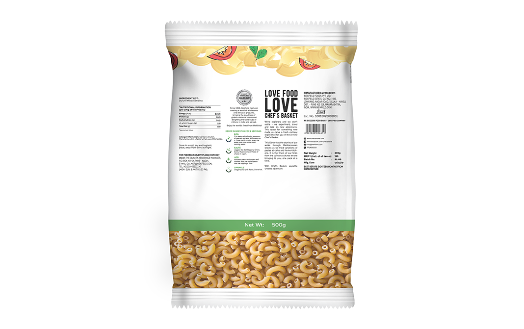 Chef's Basket Durum Wheat Elbow Pasta   Pack  500 grams